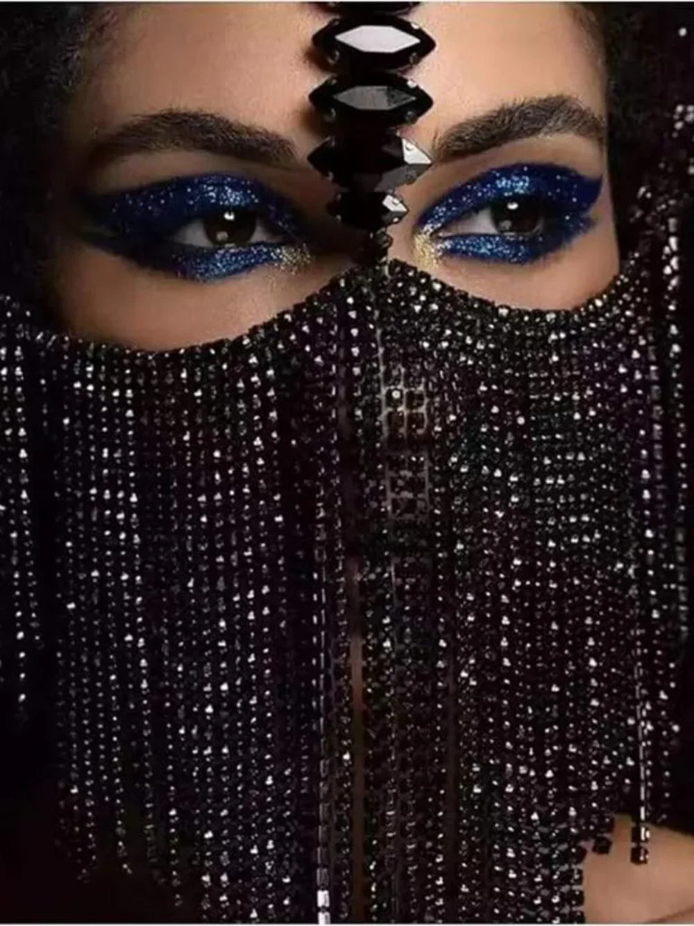 Rhinestone Fringe Mask